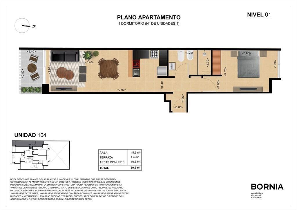Apartamento de un dormitorio en venta en Centro - 104