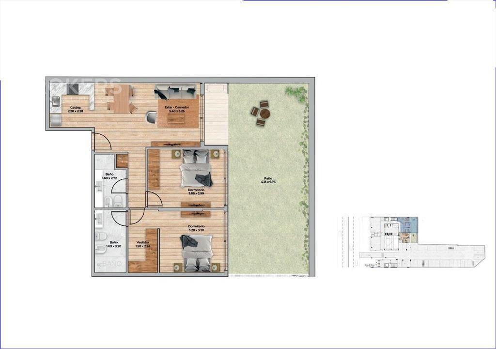 Apartamento de dos dormitorios en venta en  Pocitos Nuevo -