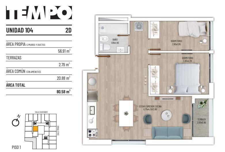 Venta Apartamento 2 Dormitorios en Cordon
