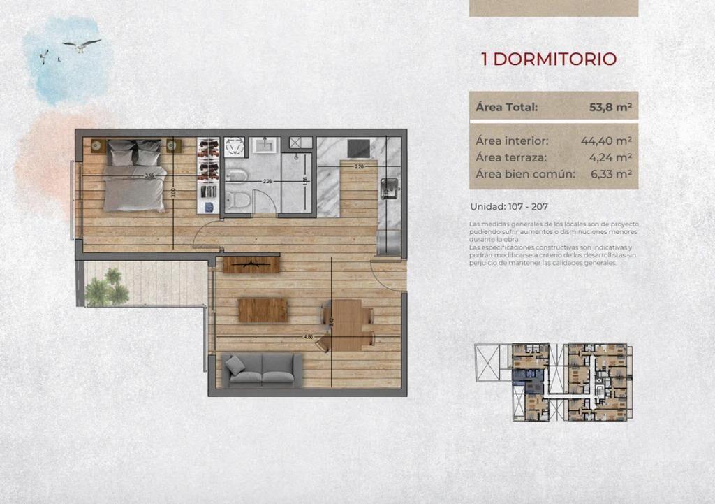 Venta de apartamento de 1 dormitorio en Urban Suites Malvín