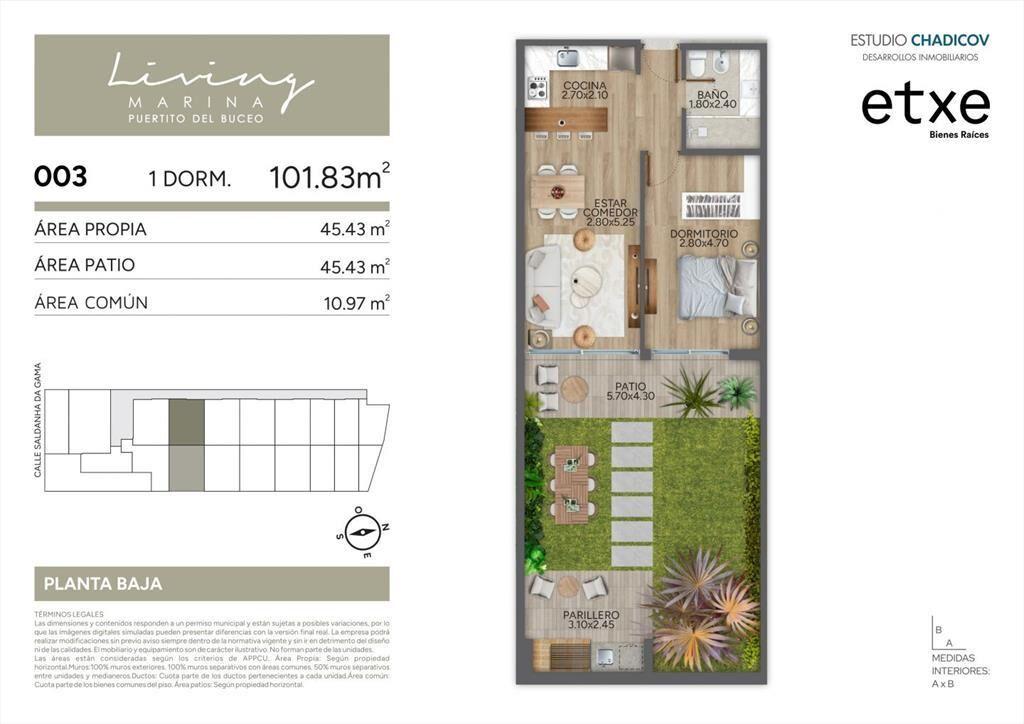 Venta Apartamento con jardin Living Marina Puertito del B...