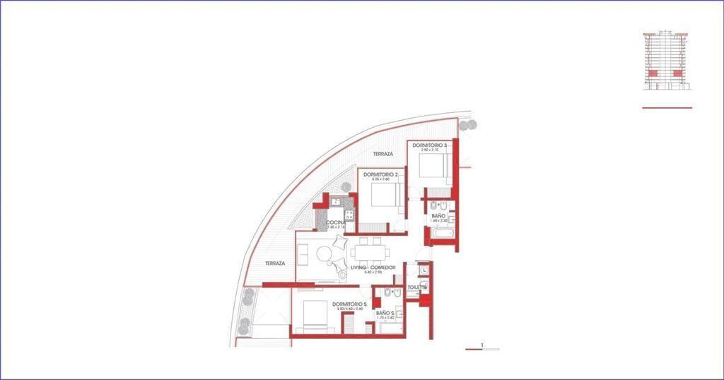 Apartamento de tres dormitorios en alquiler en Parque Roose