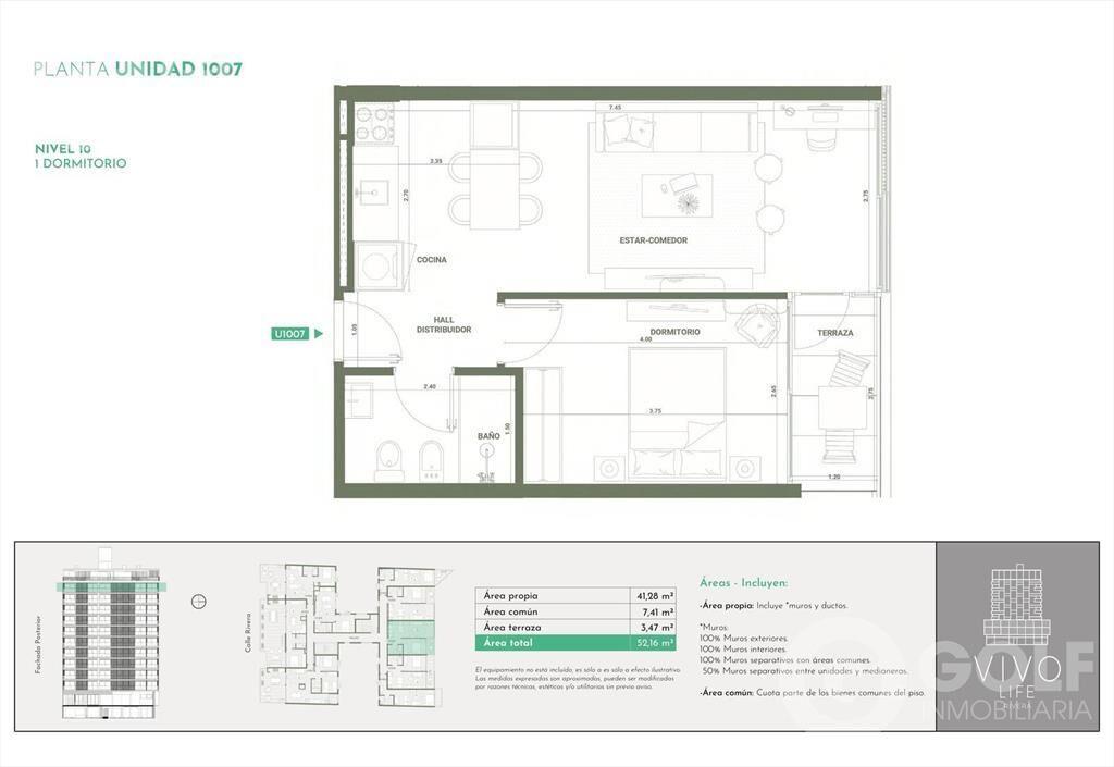 VENTA DE APARTAMENTO DE 1 DORMITORIO EN CORDON