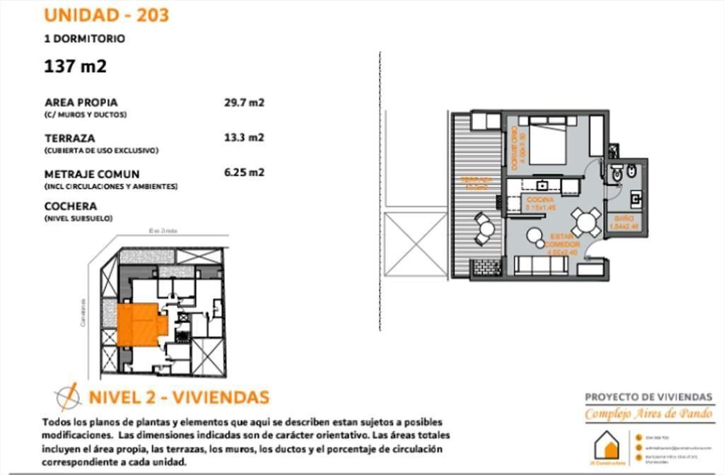 Venta Apartamento 1 dormitorio Aires de Pando