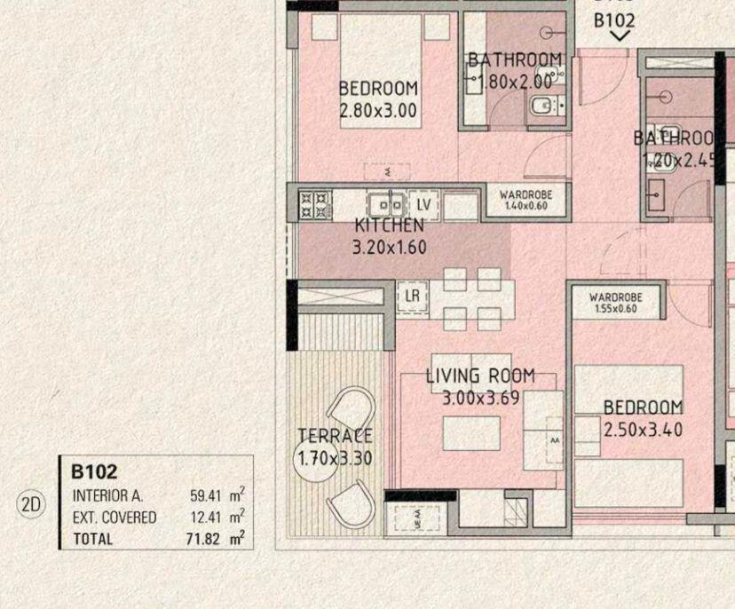 Apartamento en Venta 2 Dormitorios en La Guadalupe, La Ba...