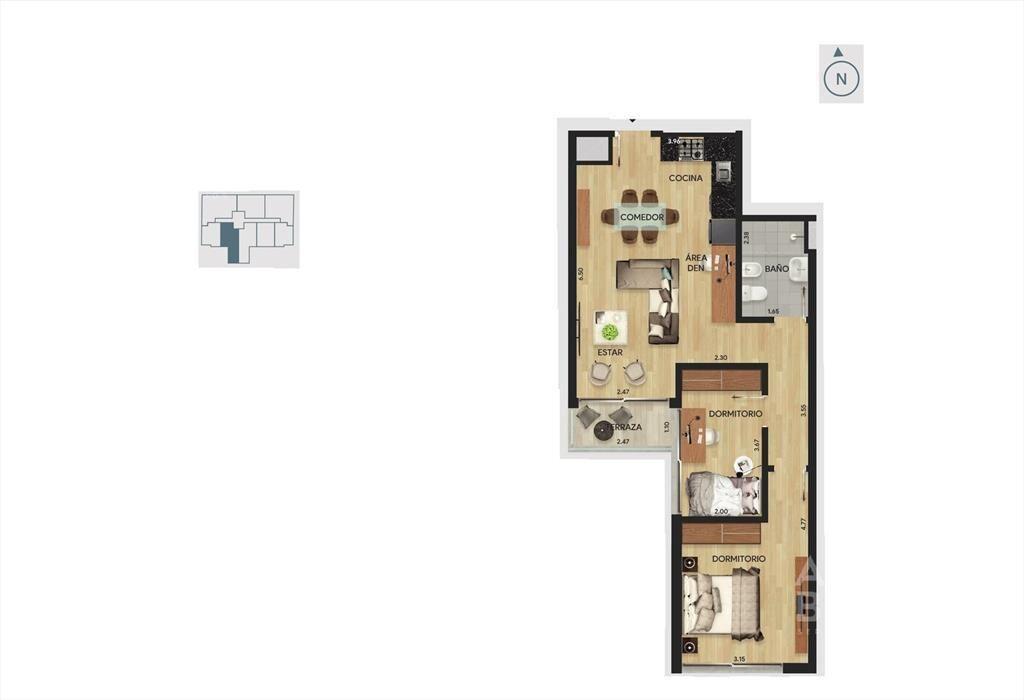 Apartamento de dos dormitorios en venta en Parque Batlle -