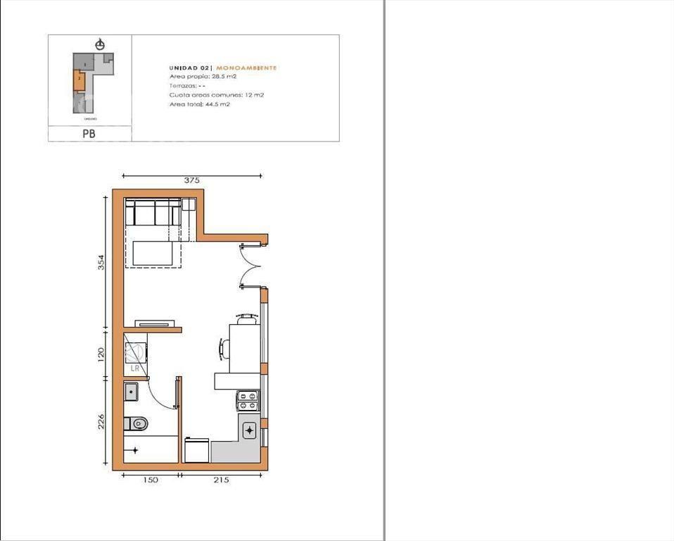 Apartamento monoambiente en  alquiler en Centro - 002