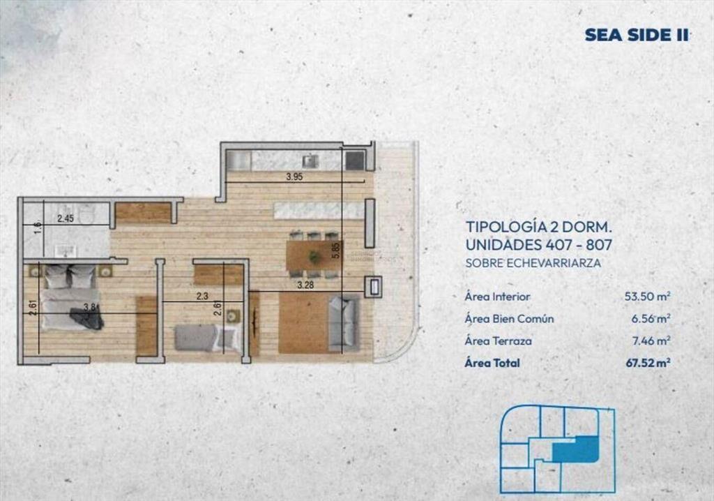 Se vende / Apartamento de dos dormitorios con balcón en Poc