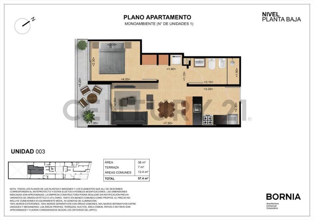 Venta Apart 1 dormitorio a estrenar, la blanqueada, barba...