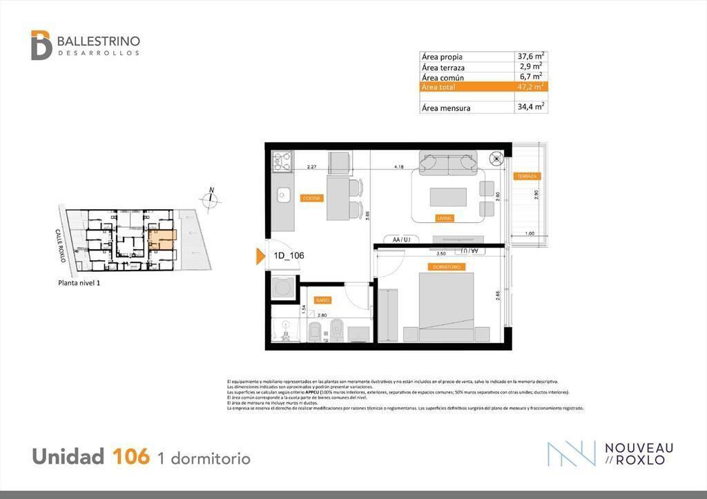 Venta Apartamento 1 Dormitorio en Cordón