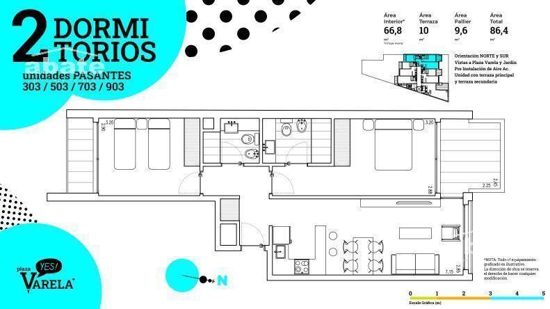 Venta apartamento de 2 Dormitorios en Pocitos