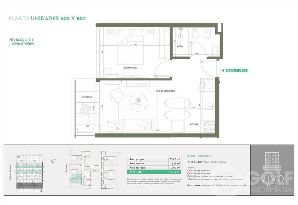 VENTA DE APARTAMENTO DE 1 DORMITORIO EN CORDON