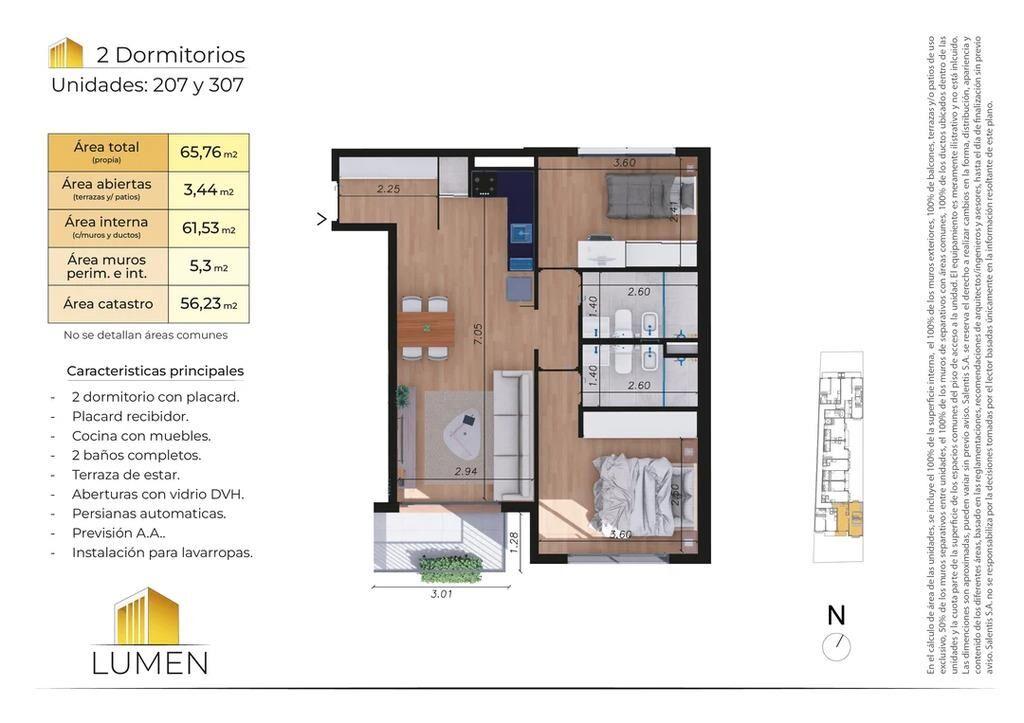 Venta de apartamento de 2 dormitorios en Lumen, Buceo