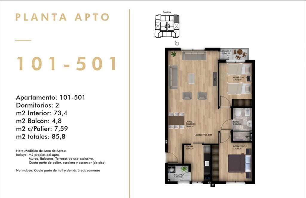 VENTA APARTAMENTO 1DORM PATIO C/ RENTA TRES CRUCES