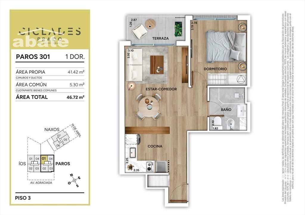 Apartamento 1 dormitorio a estrenar en Prado