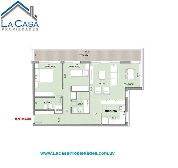 Alquiler Apartamento de 2 dormitorios y cochera en Pocitos