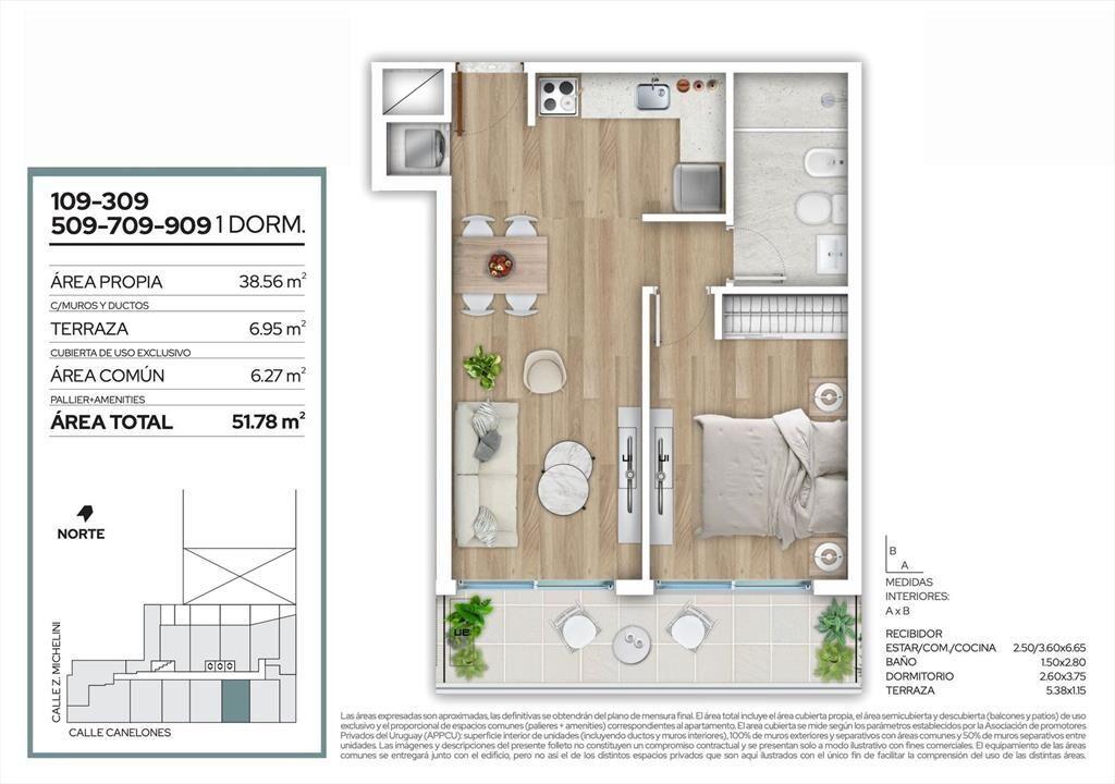 VENTA APARTAMENTO 1 DORMITORIO EN CENTRO