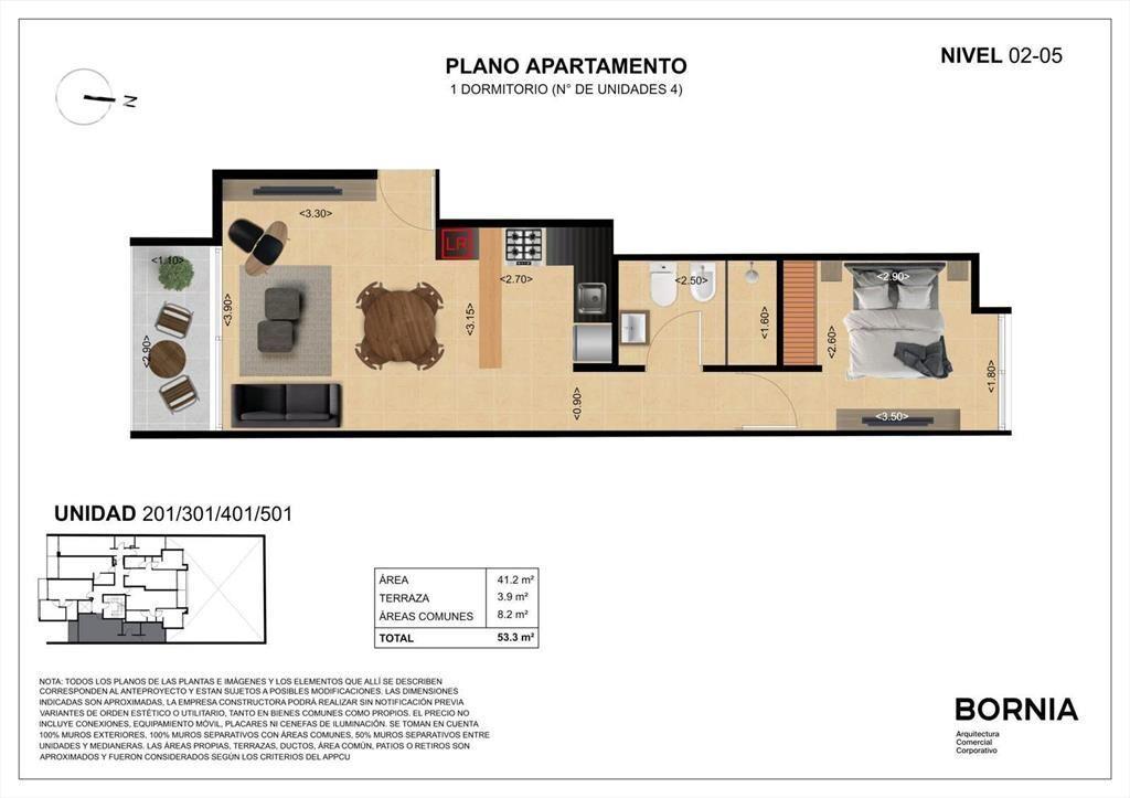 Apartamento de un dormitorio en venta en Centro - 501