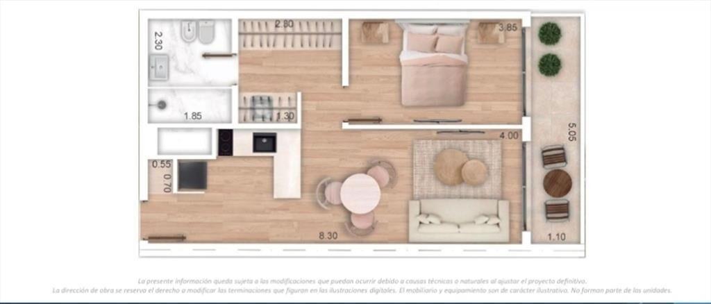 VENTA 1 DORMITORIO TERRAZA POCITOS POZO
