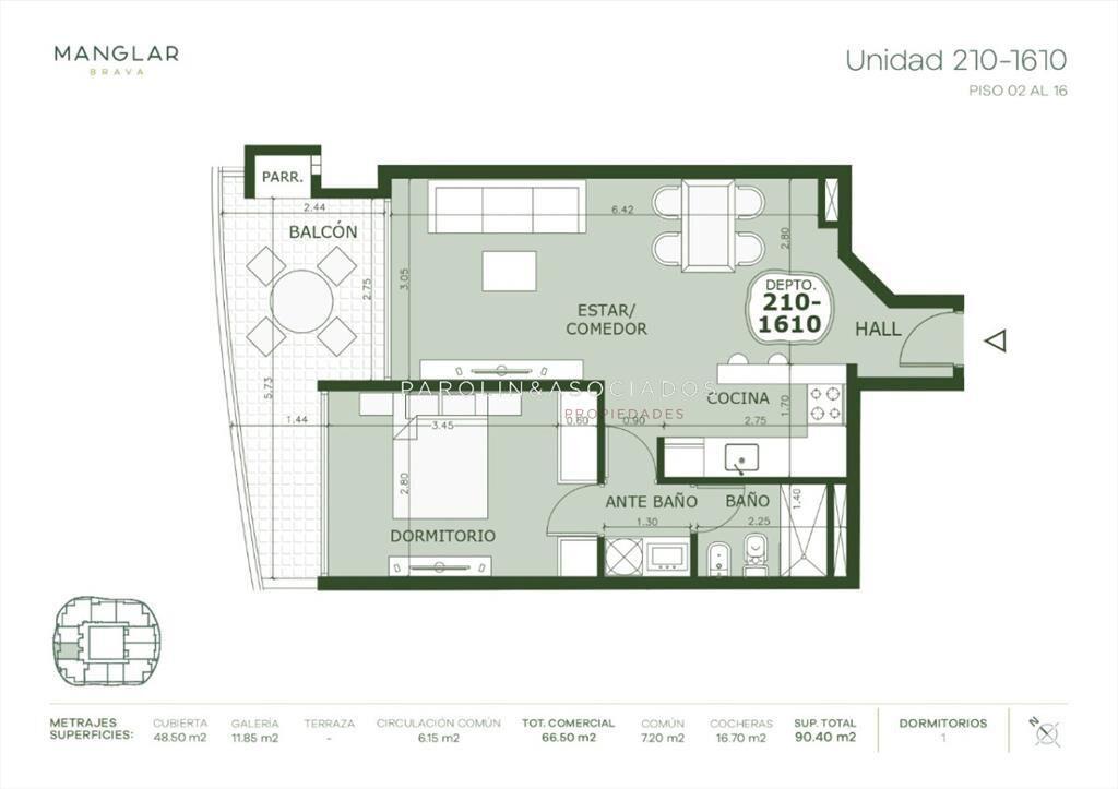 Apartamento de 1 dormitorio en venta, Playa Brava Punta del