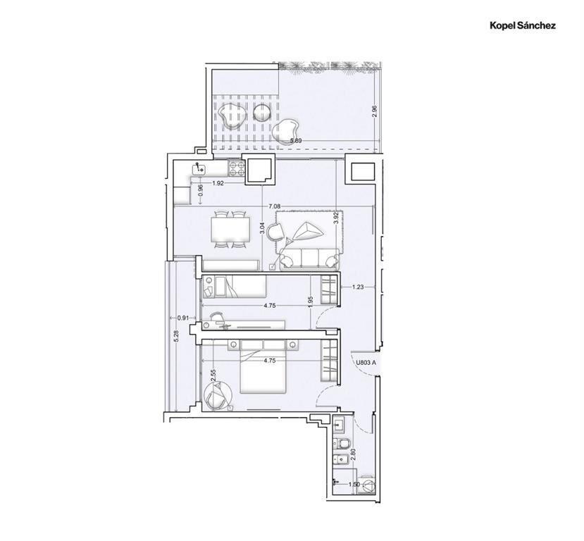 Apartamento 2 dorm. con jardín - Proyecto Nórdico