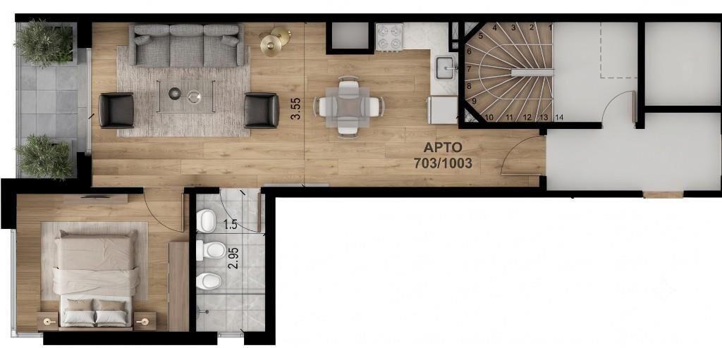 APARTAMENTO AMUEBLADO DE 1 DORMITORIO CON GARAJE