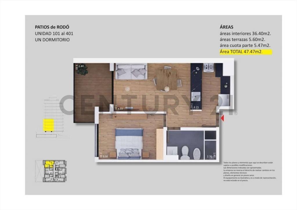 Apartamento 1 dormitorio con cochera incluida, Cordón exc...