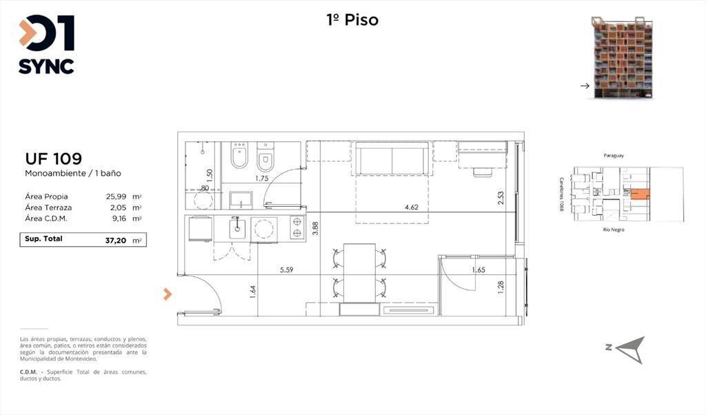 ULTIMA UNIDAD 01 SYNC Venta 2 DORMITORIOS Barrio Sur