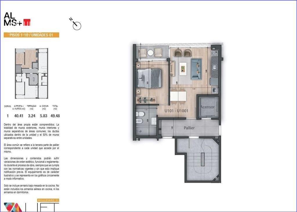 Apartamento de un dormitorio en venta en La Blanqueada - 10