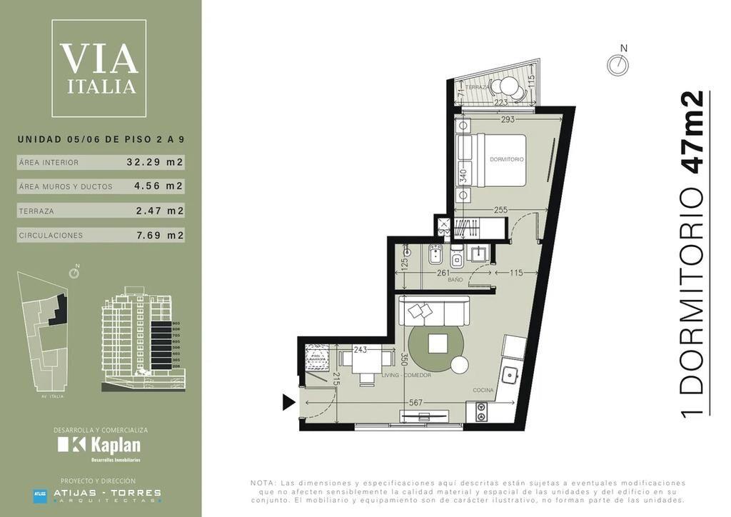 Venta de apartamento de 1 dormitorio en Vía Italia, Parque