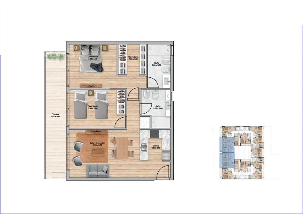 Apartamento de dos dormitorios en venta en Pocitos Nuevo -