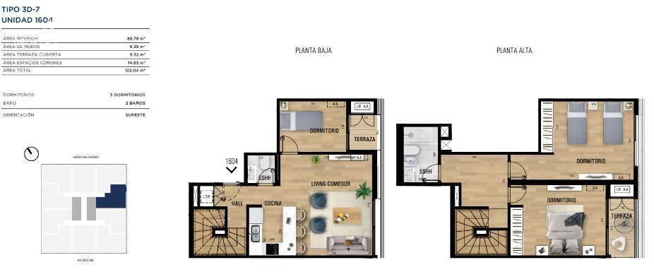 Apartamento dúplex de tres dormitorios en venta en Carrasco