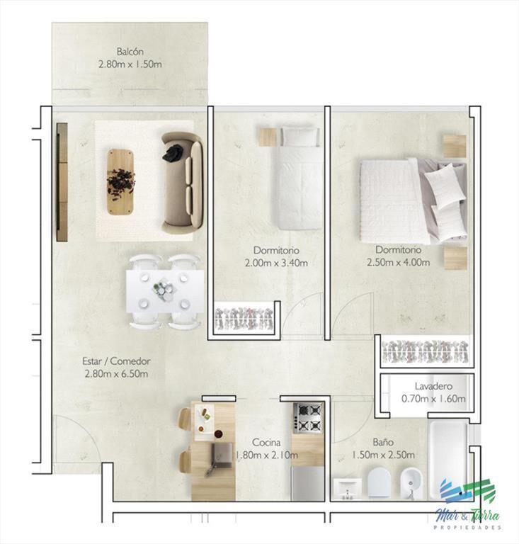 En venta apartamento nuevo con renta, 2 con en