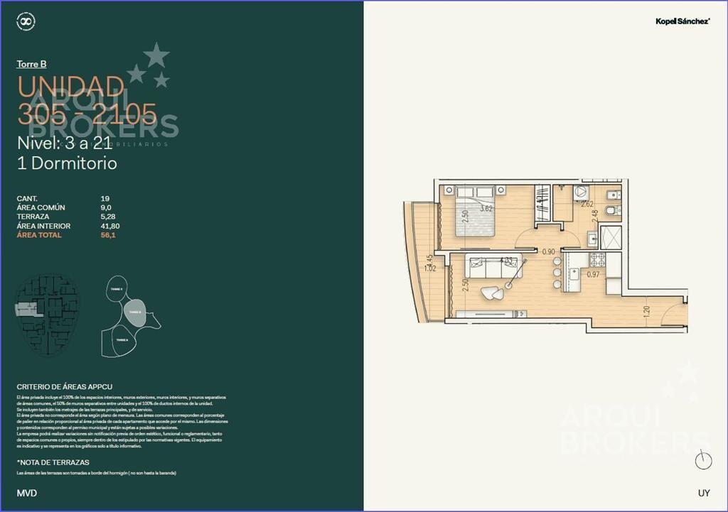 Apartamento de un dormitorio en venta en Buceo - 2105B