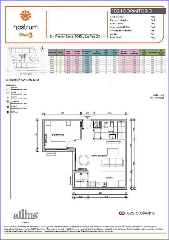 Apartamento de un dormitorio en venta en Tres Cruces - 402