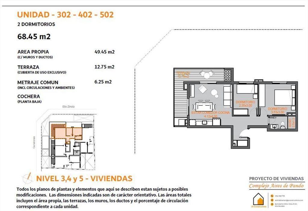 Venta apartamento 3 dormitorios en Aires Pando