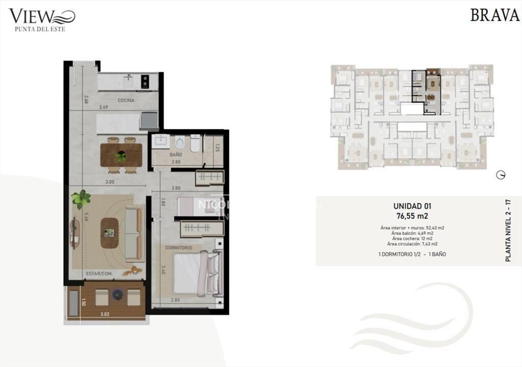 Departamento de 3 dormitorios en venta con View