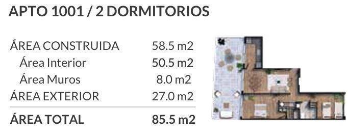 Apartamento penthouse de dos dormitorios en venta en Cordón