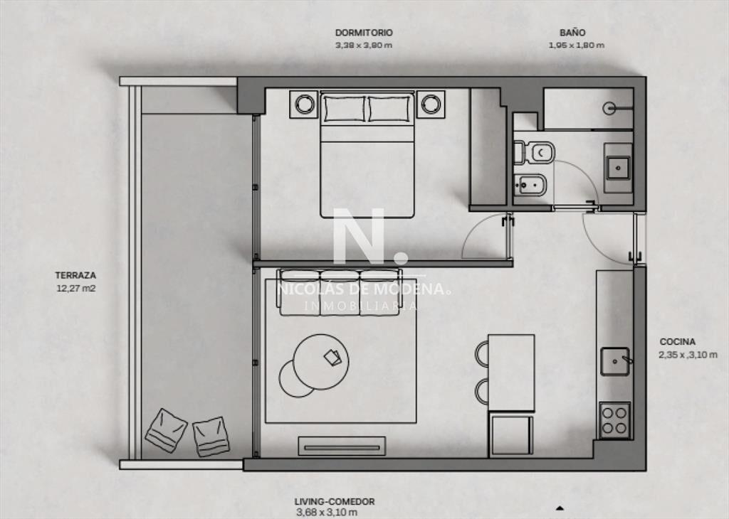 En venta apartamento de 1 dormitorio en Mansa,