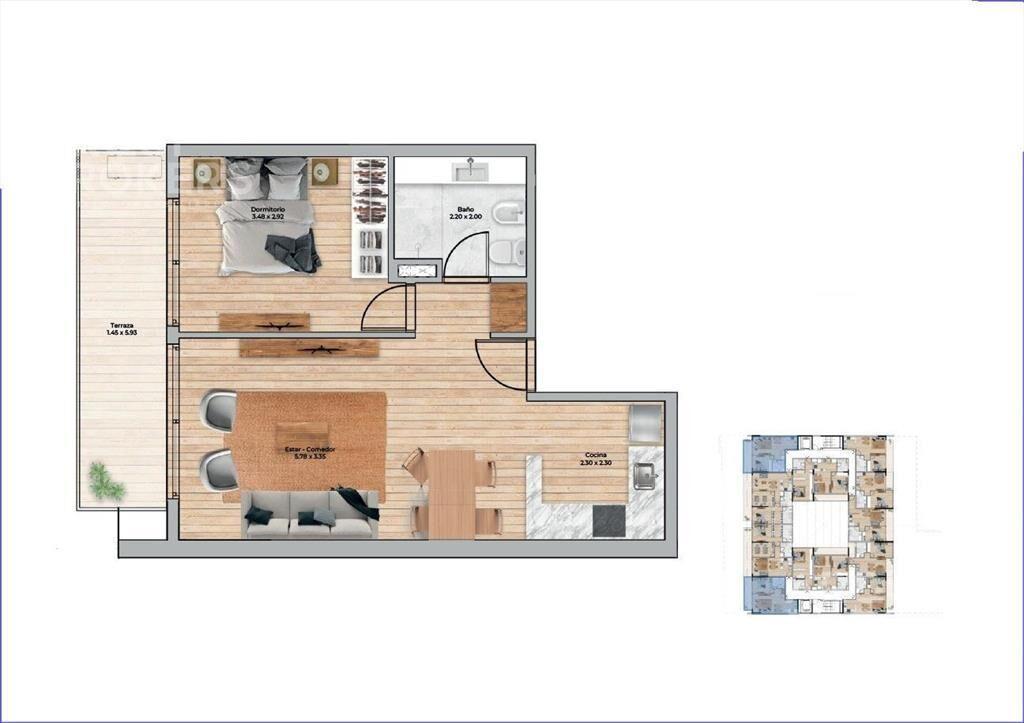 Apartamento de un dormitorio en venta en Pocitos Nuevo - 1