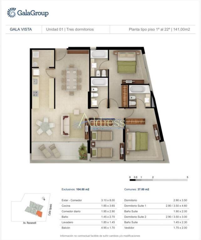 Apartamento en venta de 3 dormitorios en Punta del Este