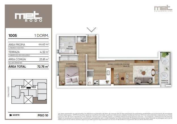 Venta de Apartamento con 1 dormitorio y garage en Cordón Sur