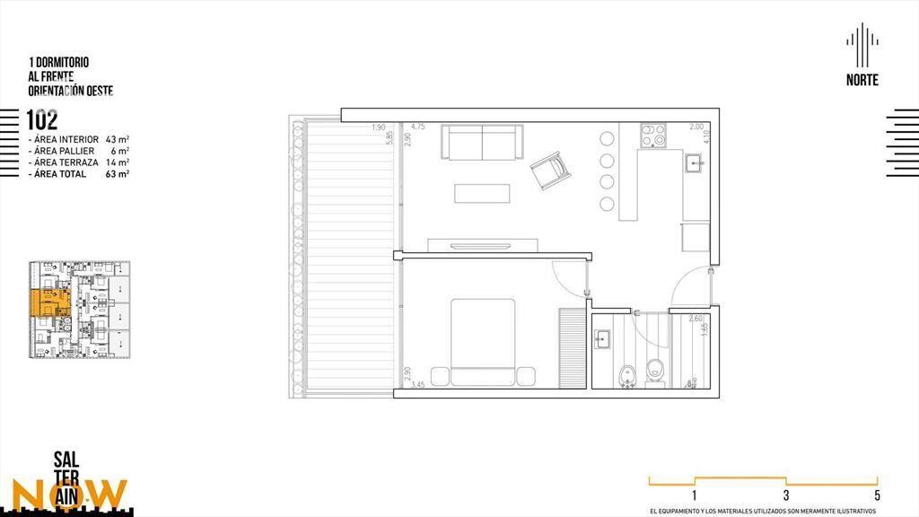 Venta apartamento 1 Dormitorio en Cordón