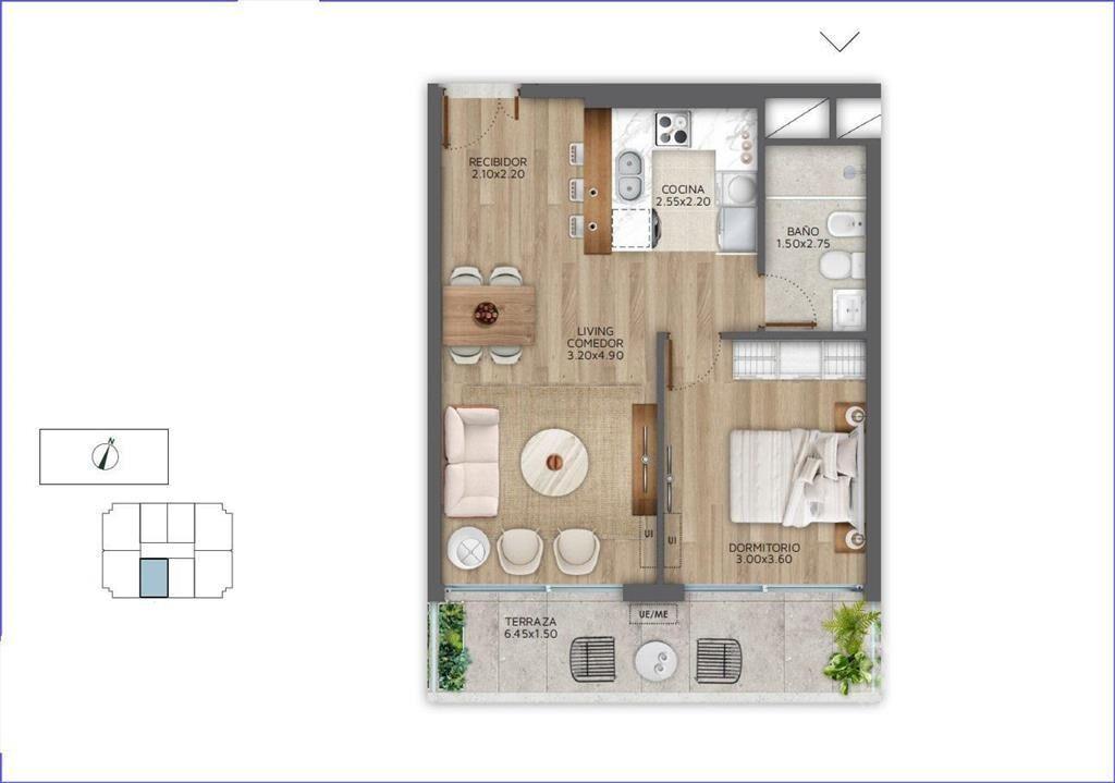 Apartamento de un dormitorio en venta en Pocitos - 1401