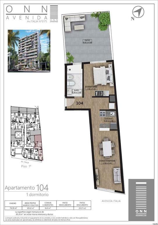 Apartamento 1 dormitorios La Blanqueada