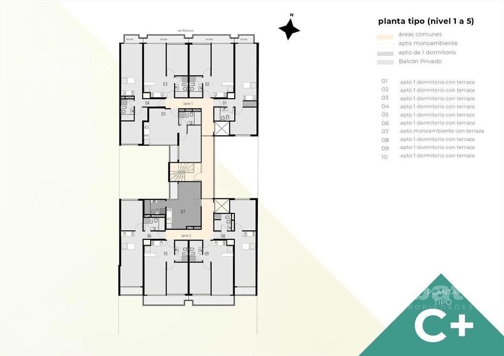 Venta apartamento de 1 dormitorio en Barrio Sur