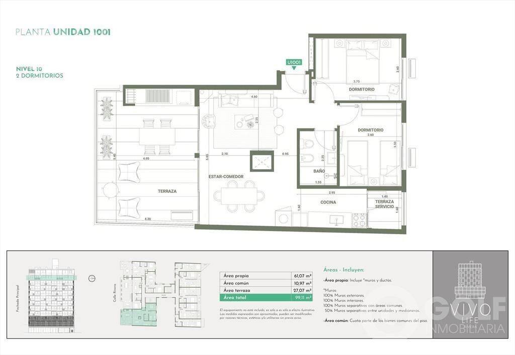 VENTA DE APARTAMENTO DE 2 DORMITORIOS EN CORDON con terraza