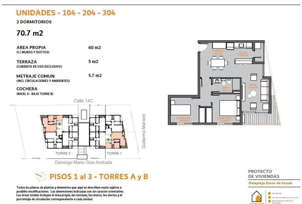 Se vende en exclusiva apartamento de 2 dormitorios