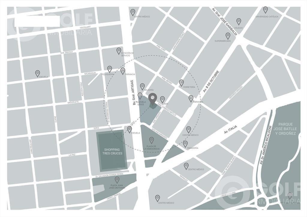 Venta de apartamento de 1 dormitorio en Tres Cruces