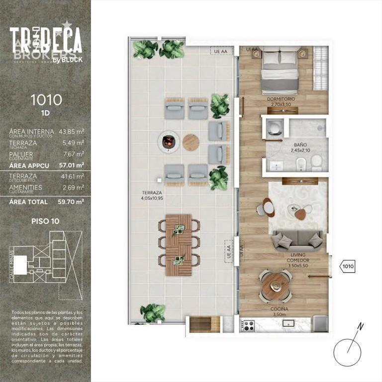 Apartamento penthouse de un dormitorio en venta en Cordón S